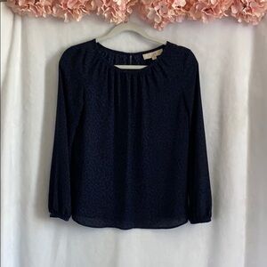 𝅺loft black and blue cheetah print blouse small